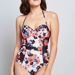 ModCloth Sexy Retro Floral Swimsuit EUC
